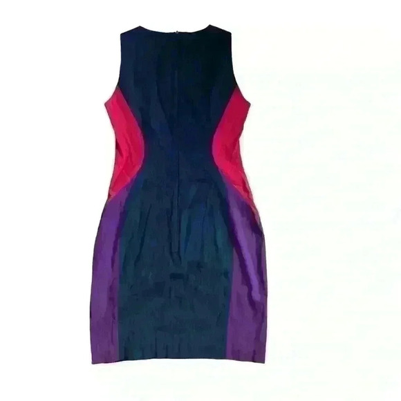 French Connection Navy Red Purple Color Block Mini bodycon dress size 8 like new - Picture 2 of 3